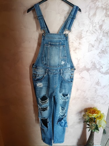 Salopette jeans strappata - salopette, di